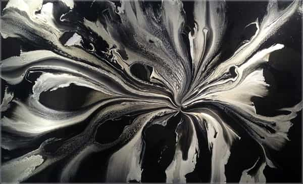 Cathedral City Art Collection: Elan Vital, Black & White / Yellow Rose Gold Painting #4255